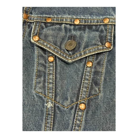 Big Star Denim Jacket Womens Medium Blue Jean Trucker Rivet Studded Stone Wash - Picture 5 of 10